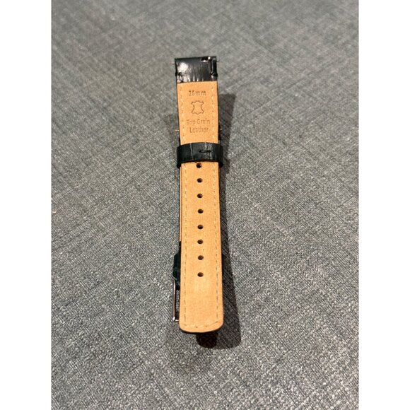 Leather Watch Band16mm Deep Green Crocodile-Embossed Top Grain  With Silver Buck - Picture 3 of 7